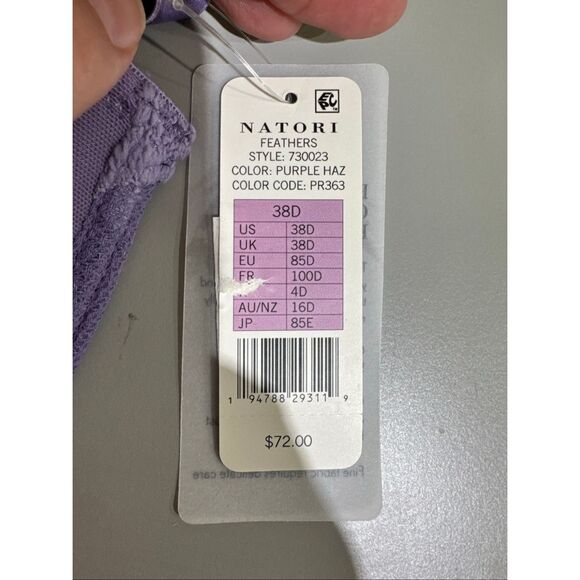 Natori NWT UNDERWIRE Feathers Plunge T-Shirt Bra 38D Purple Haze - Picture 4 of 4